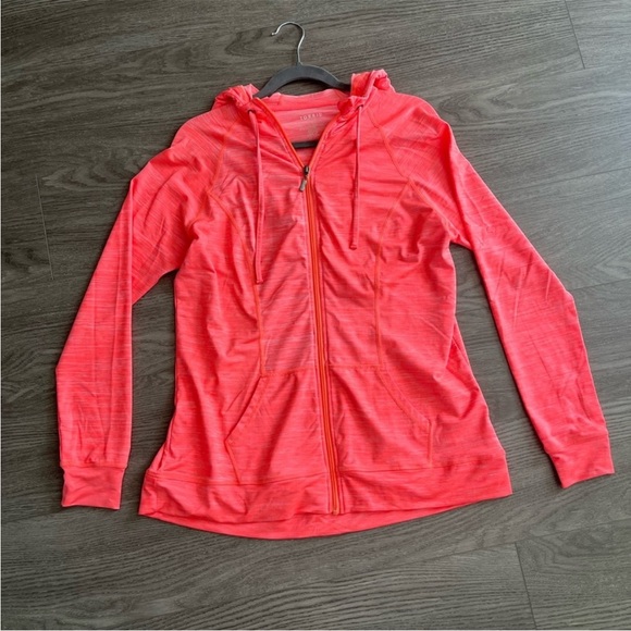 Torrid Neon Coral Active Hooded Zip Jacket, Size 0X (L/12) - Picture 2 of 6
